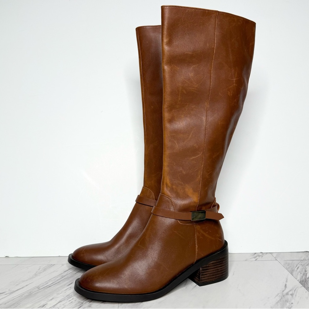 Linea Paolo Kamile Brown Wide Calf Riding Boot 8 1/2 M